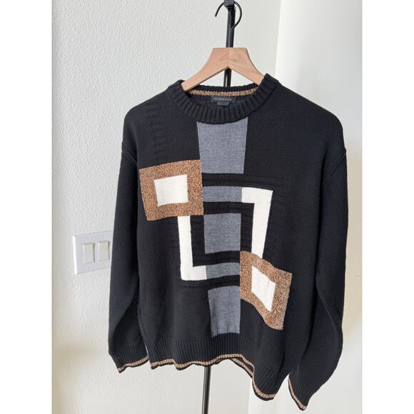 Vintage Point of Italy Wool Blend Abstract Sweater Neutral Tones L/XL - Picture 15 of 15